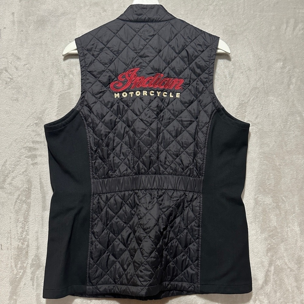 Indian Motorcycle Womens Quilted Vest Black Large Full Zip Biker Riding Gilet